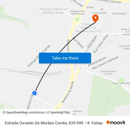 Estrada Osvaldo De Morães Corrêa, 635-999 to Feitep map