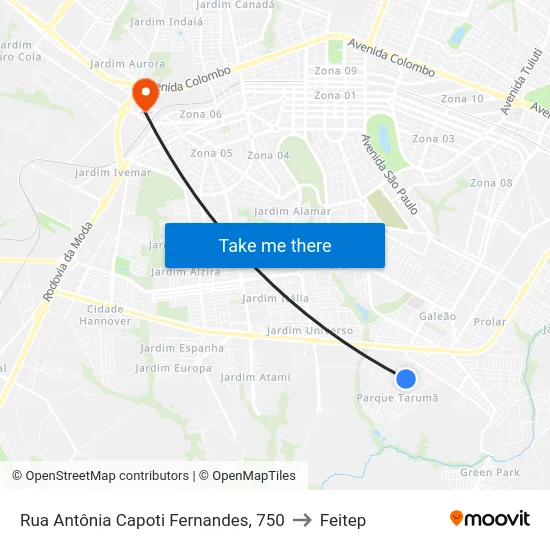 Rua Antônia Capoti Fernandes, 750 to Feitep map