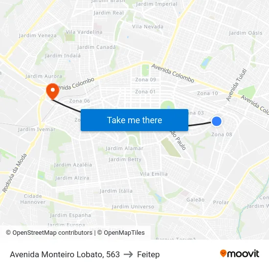 Avenida Monteiro Lobato, 563 to Feitep map