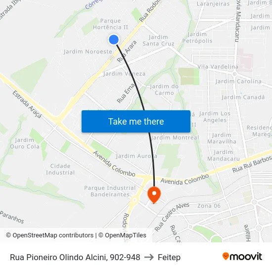 Rua Pioneiro Olindo Alcini, 902-948 to Feitep map