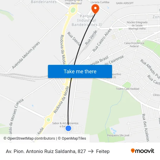 Av. Pion. Antonio Ruiz Saldanha, 827 to Feitep map