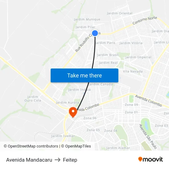 Avenida Mandacaru to Feitep map