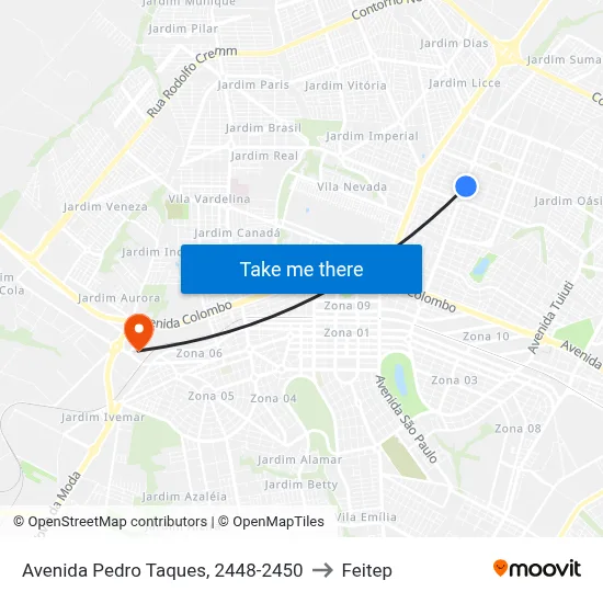 Avenida Pedro Taques, 2448-2450 to Feitep map