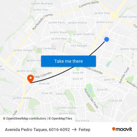 Avenida Pedro Taques, 6016-6092 to Feitep map