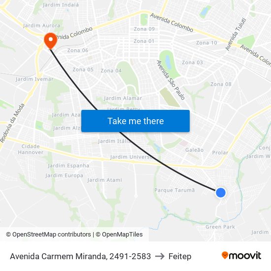 Avenida Carmem Miranda, 2491-2583 to Feitep map