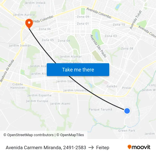 Avenida Carmem Miranda, 2491-2583 to Feitep map