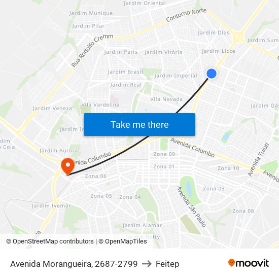 Avenida Morangueira, 2687-2799 to Feitep map
