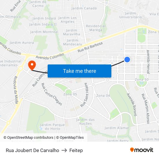 Rua Joubert De Carvalho to Feitep map