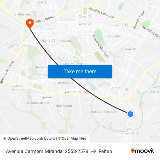 Avenida Carmem Miranda, 2558-2578 to Feitep map