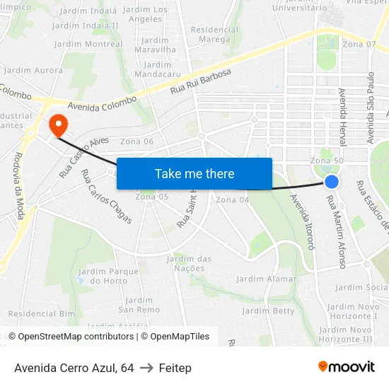 Avenida Cerro Azul, 64 to Feitep map