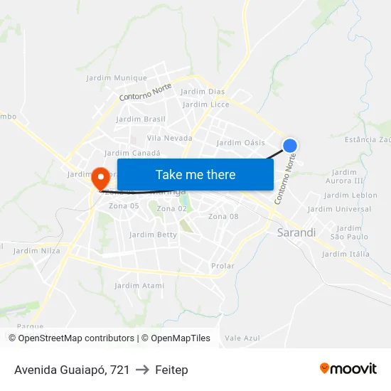 Avenida Guaiapó, 721 to Feitep map