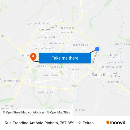 Rua Erondino Antônio Pinhata, 787-859 to Feitep map