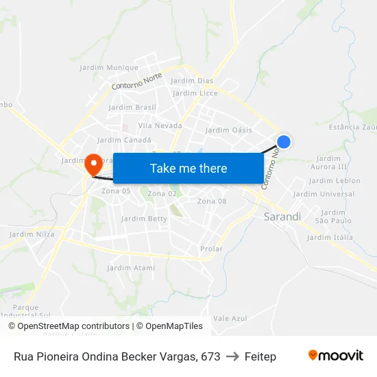 Rua Pioneira Ondina Becker Vargas, 673 to Feitep map