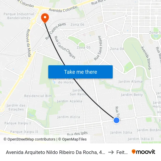 Avenida Arquiteto Nildo Ribeiro Da Rocha, 4321 to Feitep map