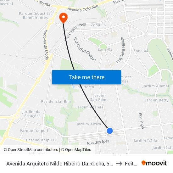 Avenida Arquiteto Nildo Ribeiro Da Rocha, 5140 to Feitep map