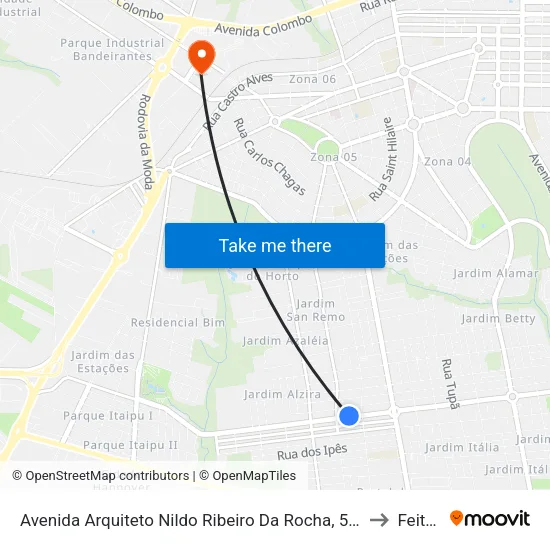 Avenida Arquiteto Nildo Ribeiro Da Rocha, 5140 to Feitep map