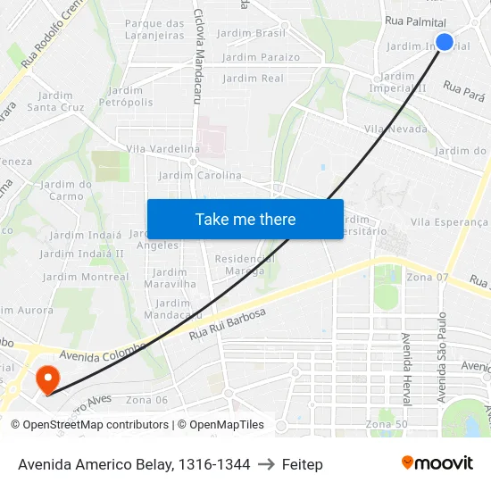 Avenida Americo Belay, 1316-1344 to Feitep map