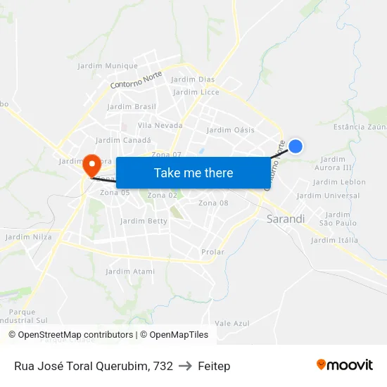 Rua José Toral Querubim, 732 to Feitep map
