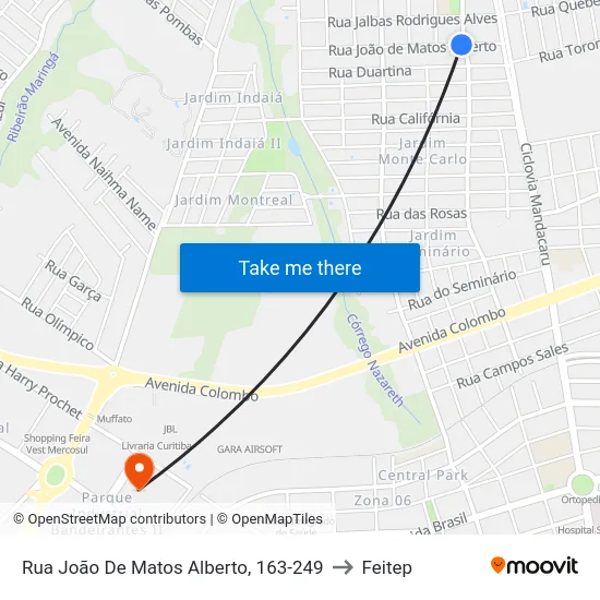 Rua João De Matos Alberto, 163-249 to Feitep map
