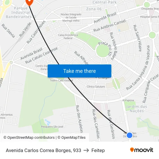 Avenida Carlos Correa Borges, 933 to Feitep map