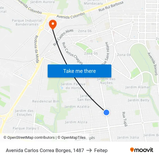 Avenida Carlos Correa Borges, 1487 to Feitep map