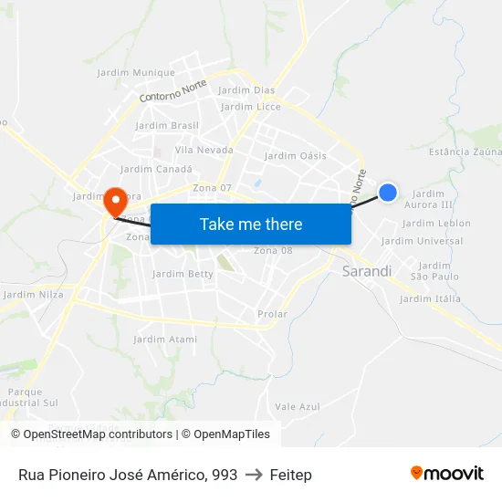 Rua Pioneiro José Américo, 993 to Feitep map