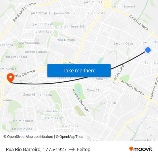 Rua Rio Barreiro, 1775-1927 to Feitep map