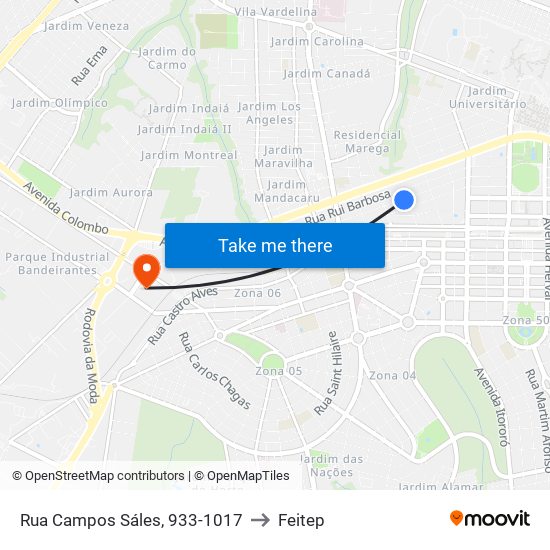 Rua Campos Sáles, 933-1017 to Feitep map