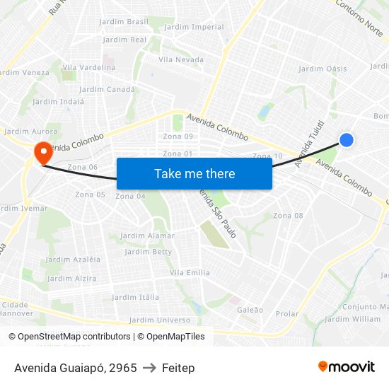 Avenida Guaiapó, 2965 to Feitep map