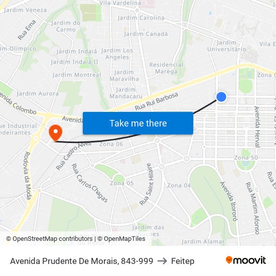 Avenida Prudente De Morais, 843-999 to Feitep map