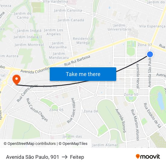 Avenida São Paulo, 901 to Feitep map