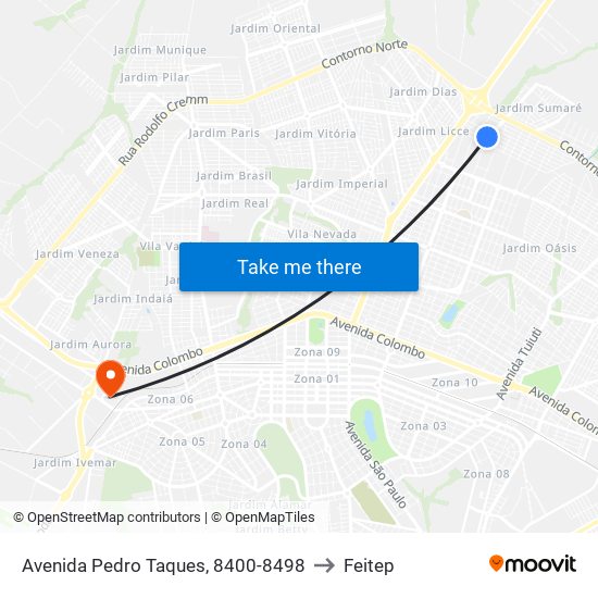 Avenida Pedro Taques, 8400-8498 to Feitep map