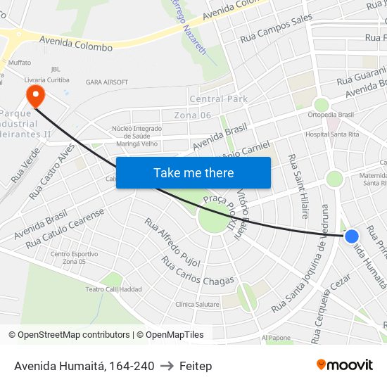 Avenida Humaitá, 164-240 to Feitep map