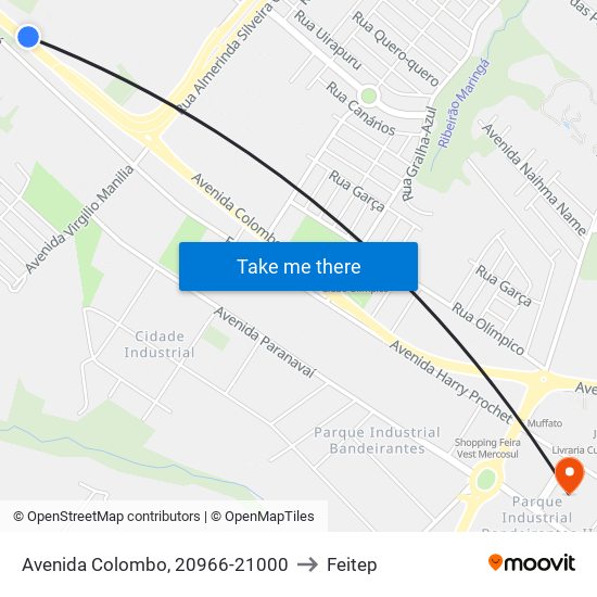 Avenida Colombo, 20966-21000 to Feitep map
