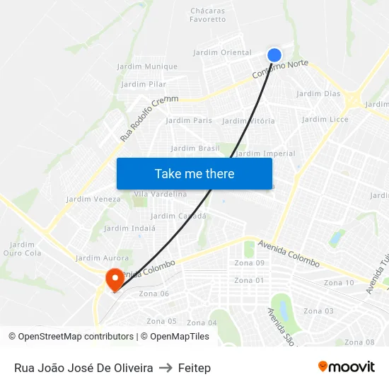 Rua João José De Oliveira to Feitep map