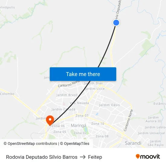 Rodovia Deputado Sílvio Barros to Feitep map