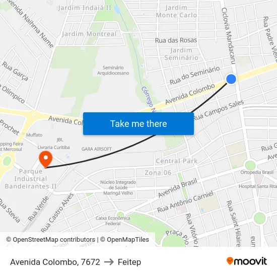 Avenida Colombo, 7672 to Feitep map