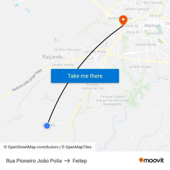 Rua Pioneiro João Polla to Feitep map