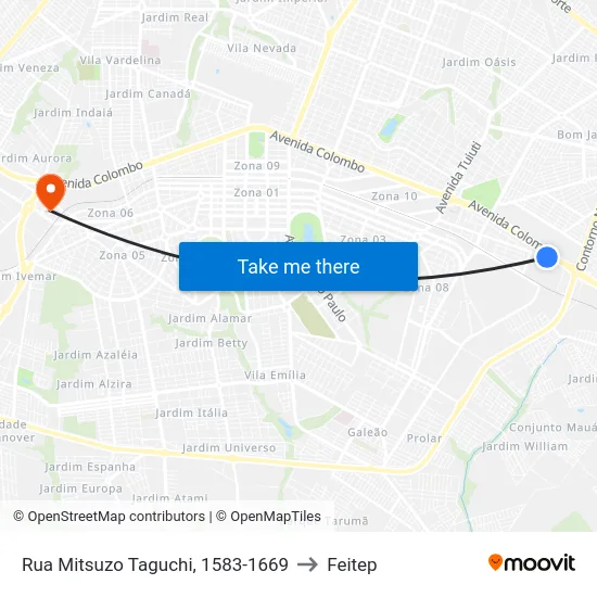 Rua Mitsuzo Taguchi, 1583-1669 to Feitep map