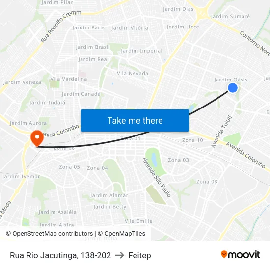 Rua Rio Jacutinga, 138-202 to Feitep map