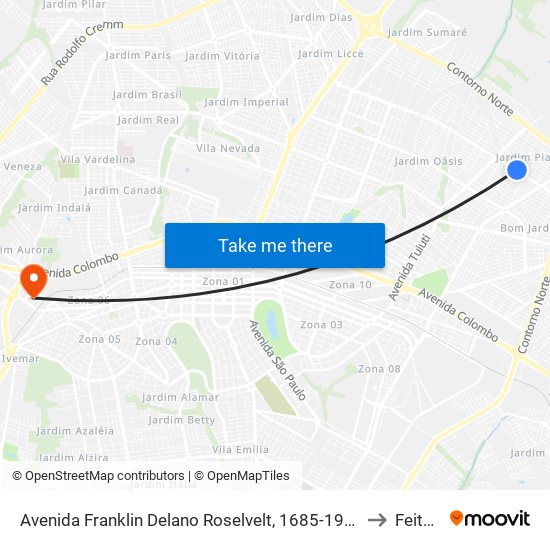 Avenida Franklin Delano Roselvelt, 1685-1997 to Feitep map