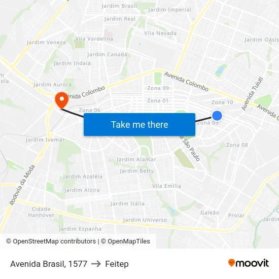 Avenida Brasil, 1577 to Feitep map