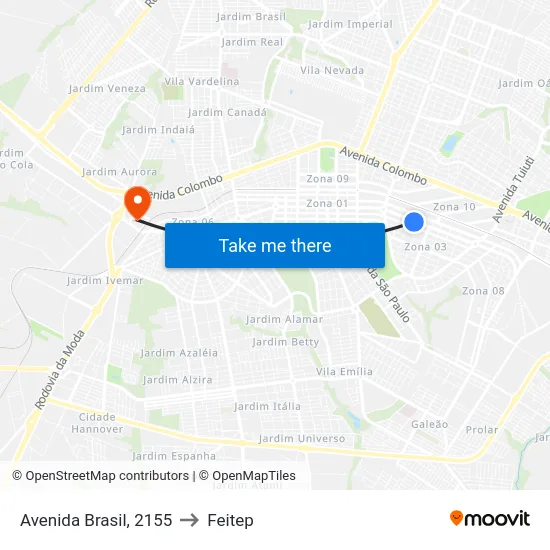 Avenida Brasil, 2155 to Feitep map