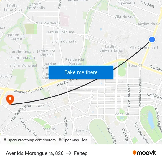 Avenida Morangueira, 826 to Feitep map