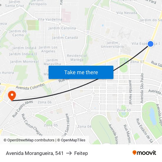 Avenida Morangueira, 541 to Feitep map