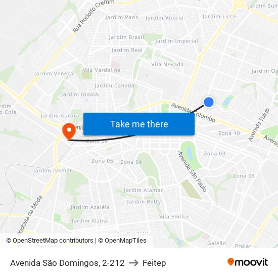 Avenida São Domingos, 2-212 to Feitep map