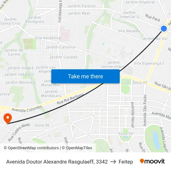 Avenida Doutor Alexandre Rasgulaeff, 3342 to Feitep map