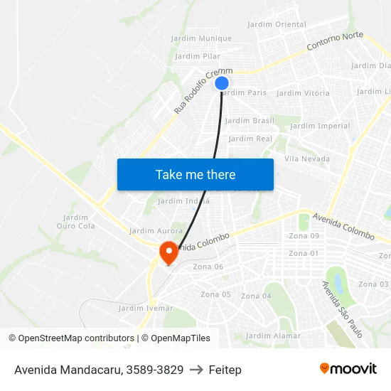 Avenida Mandacaru, 3589-3829 to Feitep map