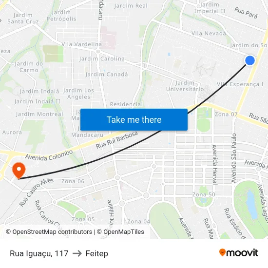 Rua Iguaçu, 117 to Feitep map