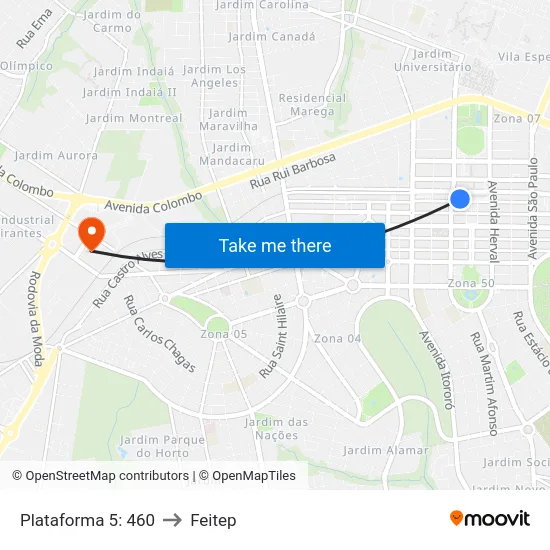 Plataforma 5: 460 to Feitep map